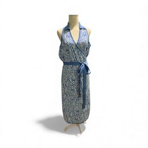 Diane Von Furstenberg Blue and White Wrap Dress
